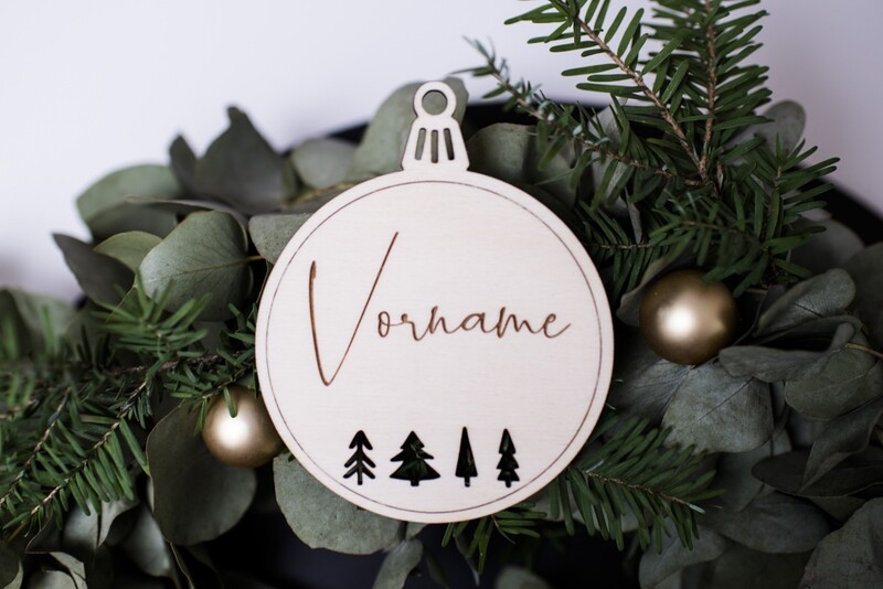 ★Weihnachtskugel mit Wunschname (personalisiert) &quot;Bäume&quot; aus Holz★