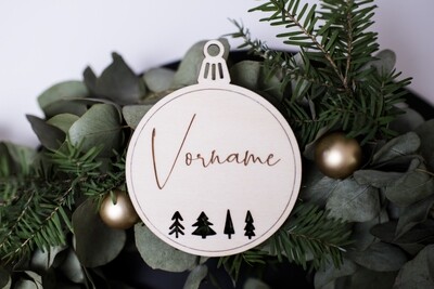 ★Weihnachtskugel mit Wunschname (personalisiert) "Bäume" aus Holz★