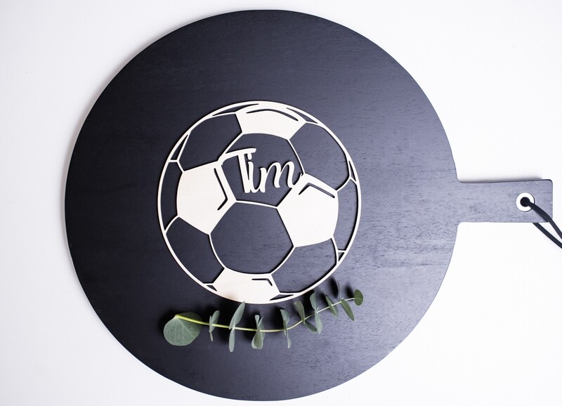 Fußball mit Wunschname aus Holz