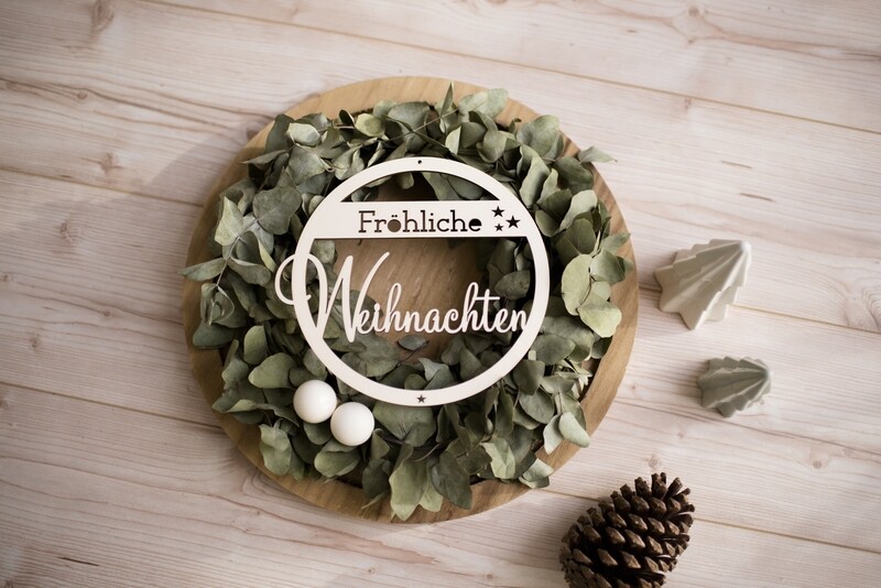 Türschild - Fröhliche Weihnachten aus Holz
