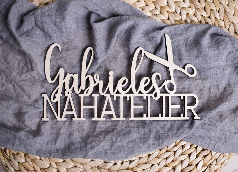 Personalisierter Schriftzug für das Bastelzimmer oder das Nähzimmer/-atelier - Holzschild