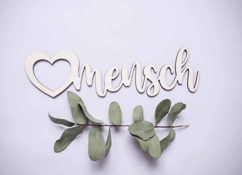 Herzmensch Schriftzug aus Holz