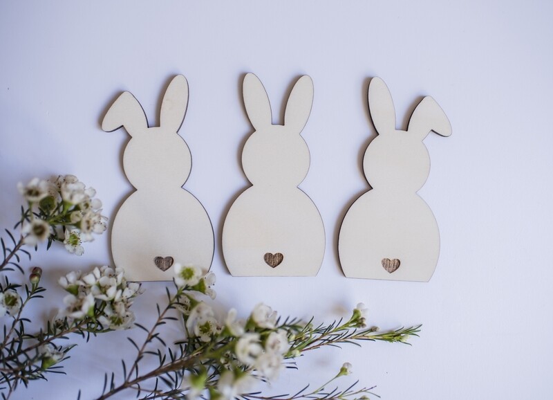 3er Set Häschen - Hasen - Kaninchen - Osterhasen - mit Herzchen