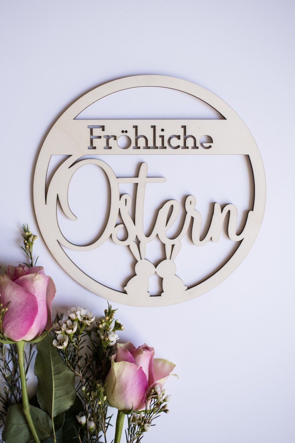 "Fröhliche Ostern" Schild aus Holz - Türschild