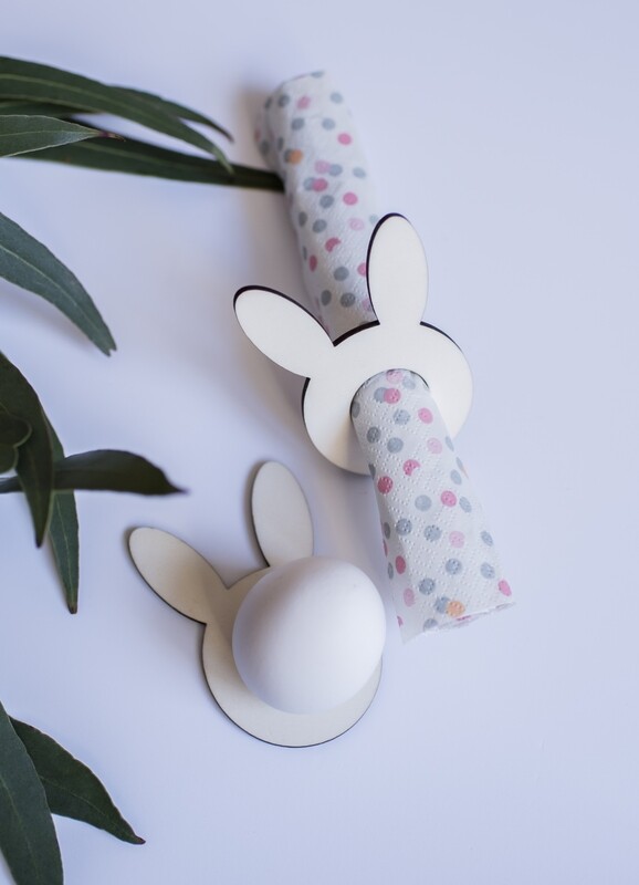 2er Set Serviettenringe bzw. Eierhalter aus Holz - Osterhase