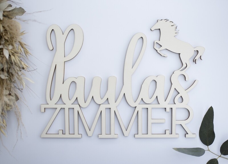 Personalisiertes Namensschild aus Holz für das Kinderzimmer - Spielzimmer - Räuberhöhle - Dekoschild - Türschild - Pferd