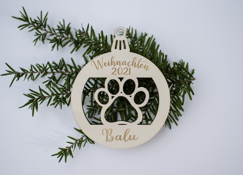 ★Weihnachtskugel &quot;Hund&quot; mit Wunschname aus Holz★