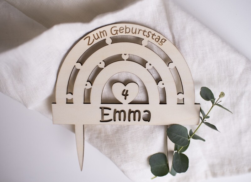 Caketopper Regenbogen mit Wunschname