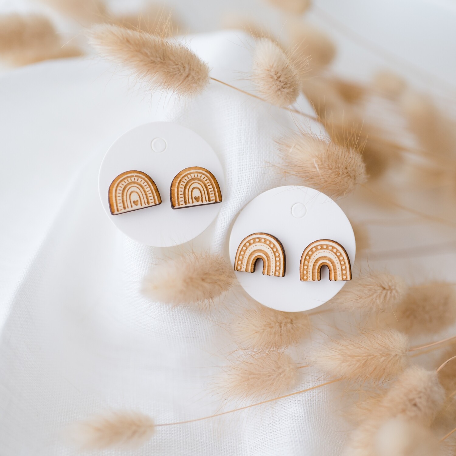 Ohrstecker aus Holz I Regenbogen I Ohrringe