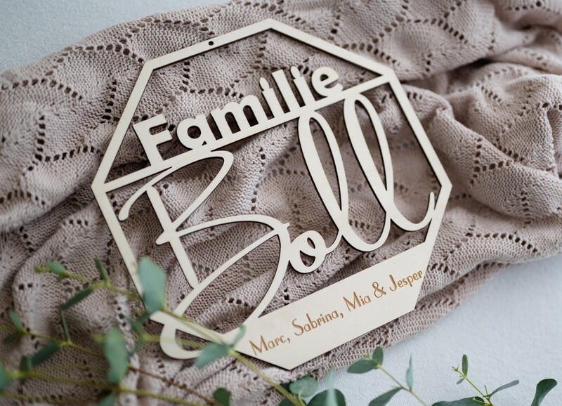 Familienschild mit Familienname und Vornamen