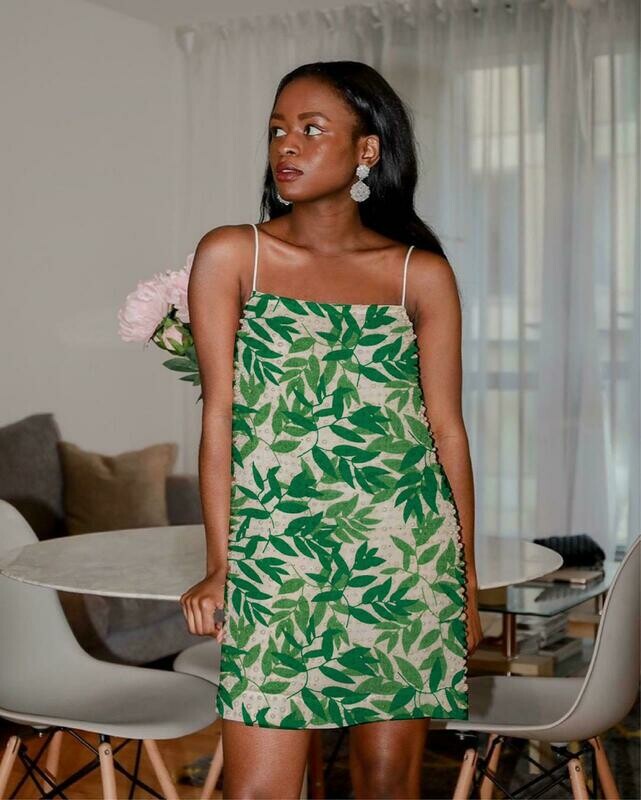 Leaves Print Mini Dress
