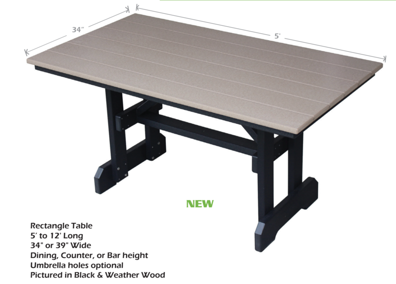5&#39; x 34&quot; Rectangle Counter Table