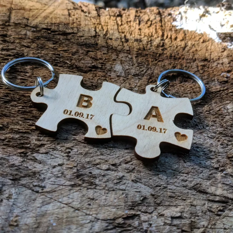 Personalized Interlocking Puzzle Keychain Set