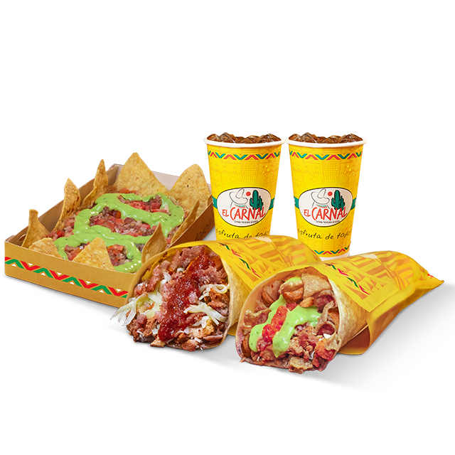 COMBO PARA DOS. BURRO MONTAÑERO, BURRO RANCHERO Y NACHOS