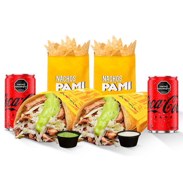 Combo 2 Tradicionales +2 Nachos PaMí +2 Bebidas.