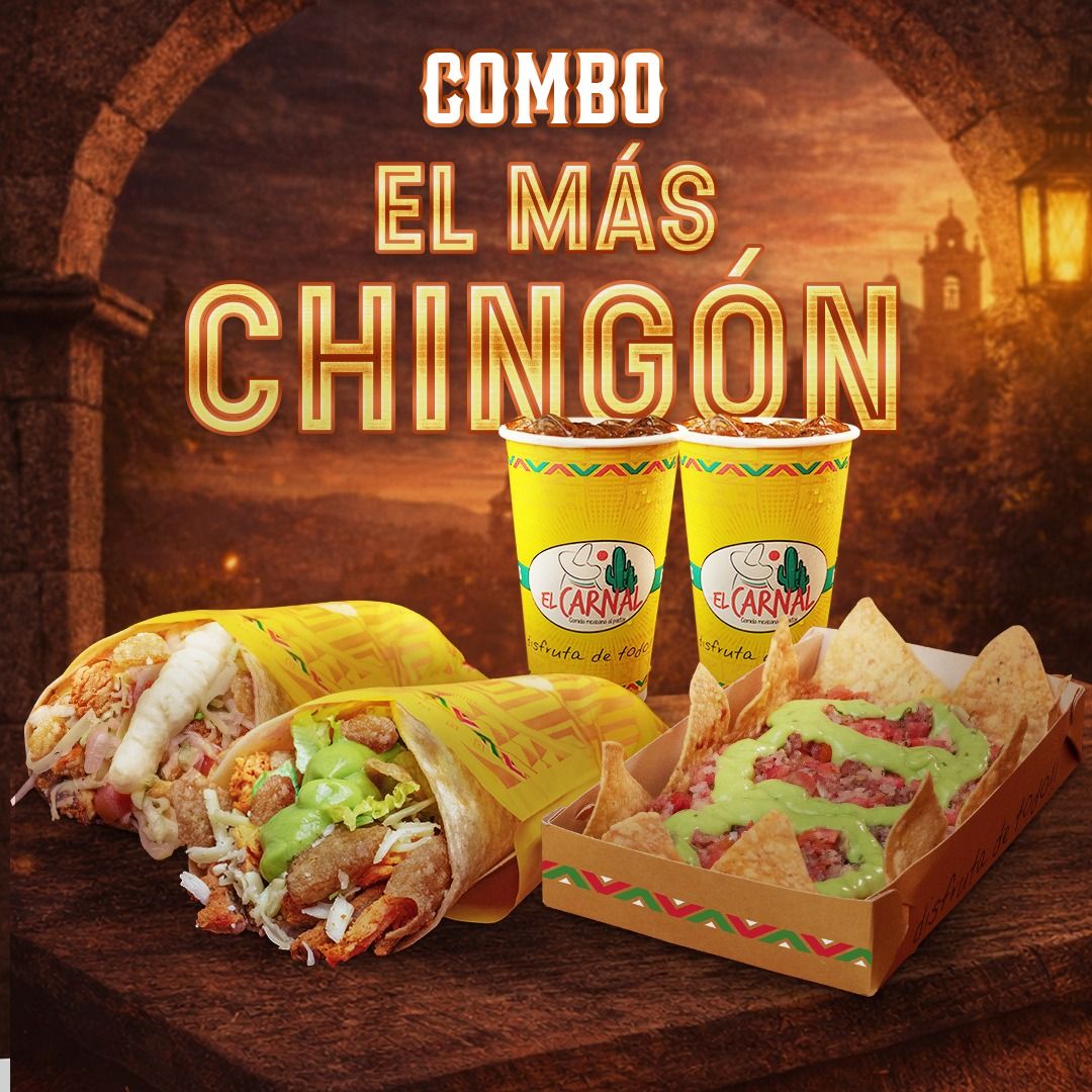 COMBO EL MÁS CHINGÓN:  1 BURRO MIXTO CHICHARRON + 1 BURRO SOUR MIXTO CHICHARRON + 1 NACHO + 2 BEBIDAS