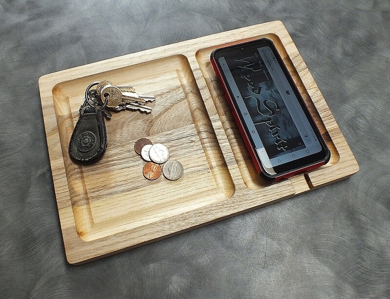 Valet Tray and Phone Holder, Hackberry, Handcrafted