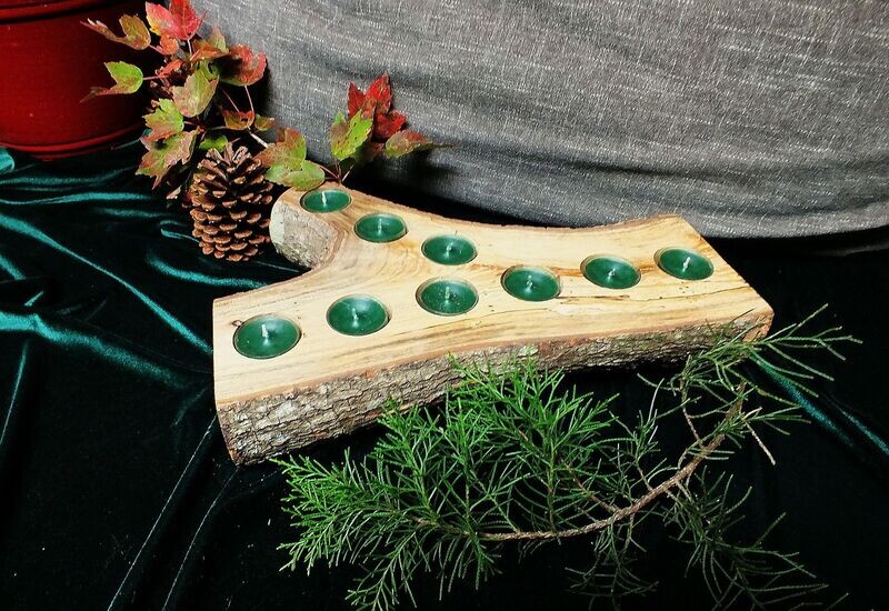 Live Edge Tea Light Holder, Centerpiece, Rustic, Holiday, Country