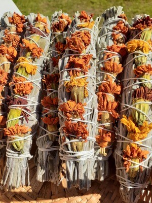 Samhain Halloween Sage Smoke Wands Marigolds