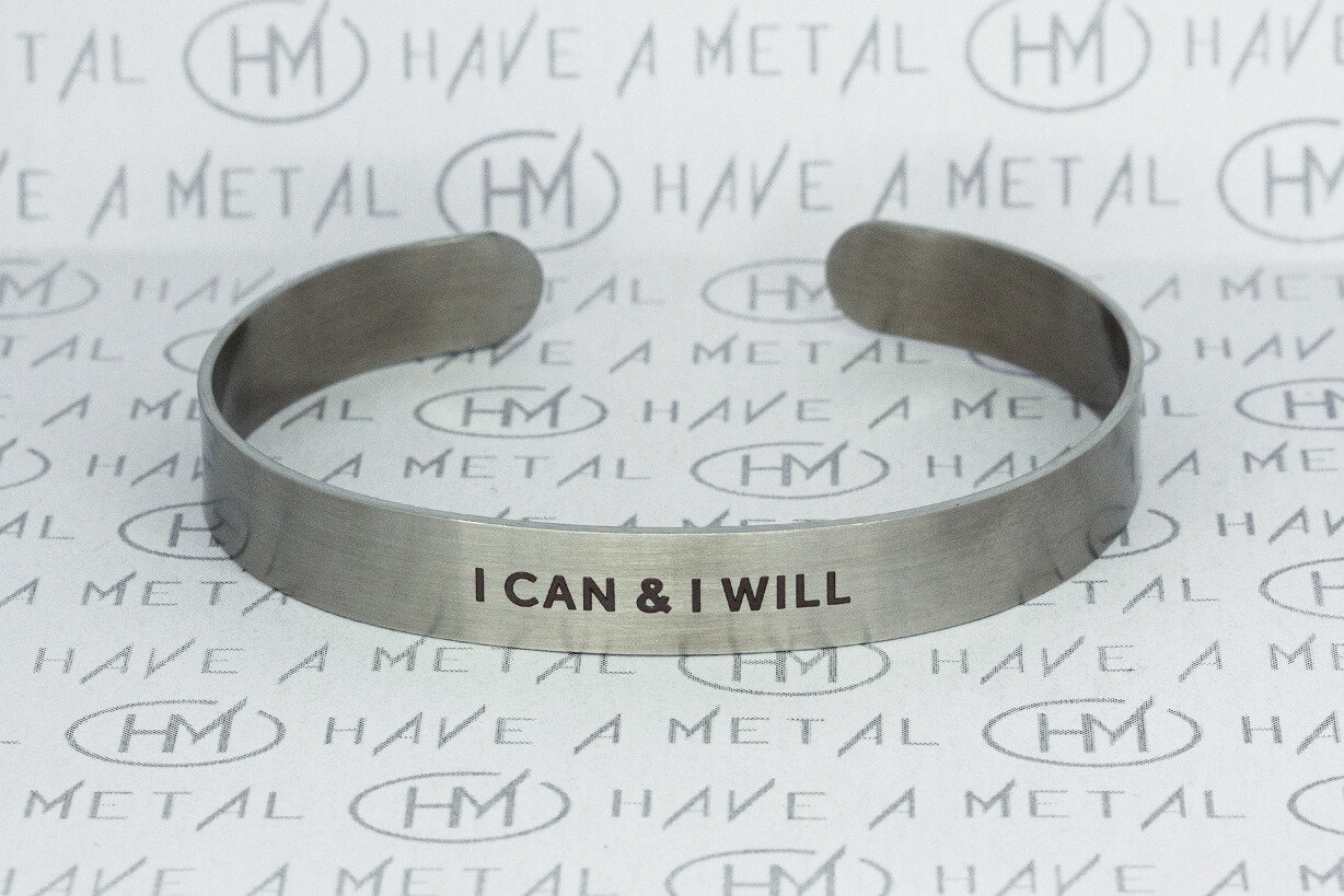 Браслет стальной "I can & I will" 9x175mm (men)