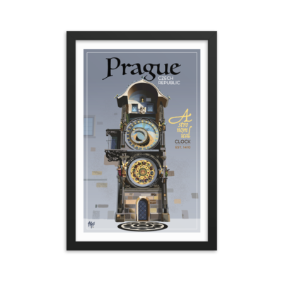 Framed Prague Astronomical Clock