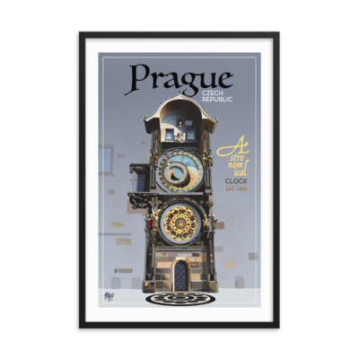 Framed Prague Astronomical Clock
