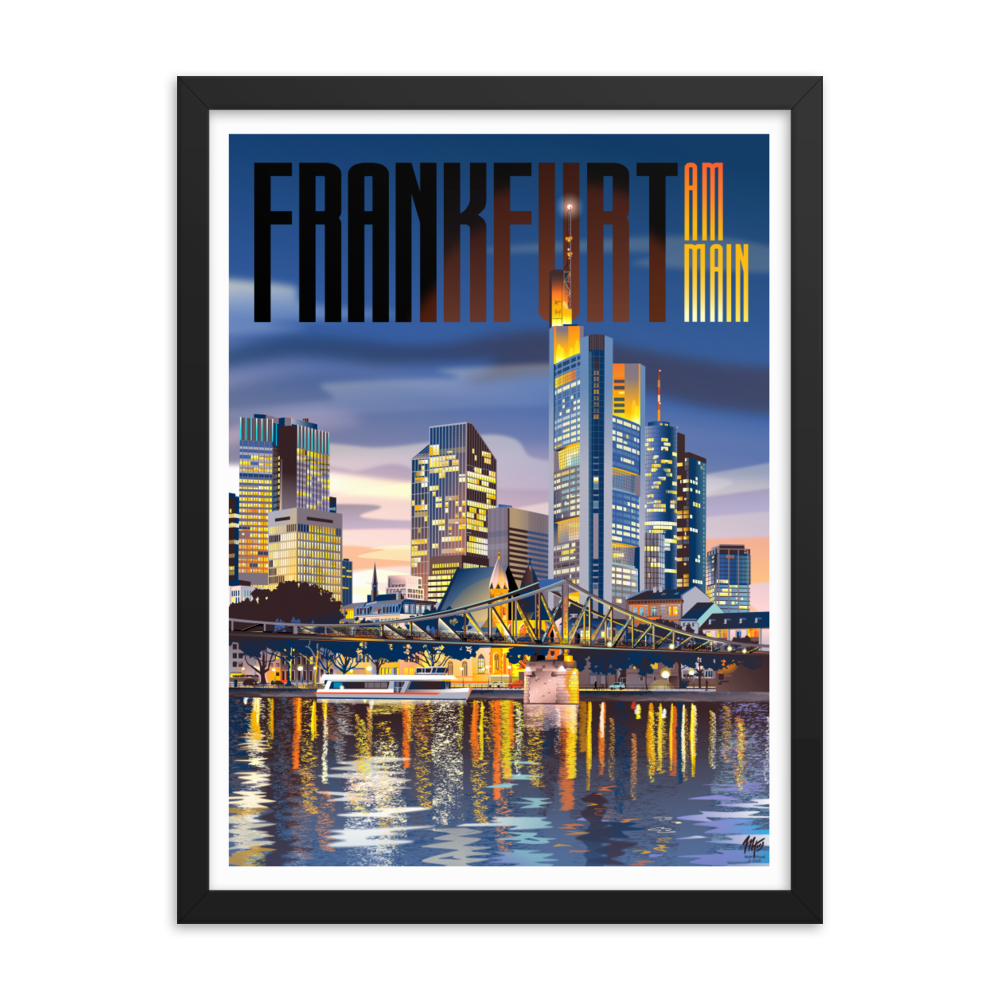 Frankfurt Nightfall (Framed)