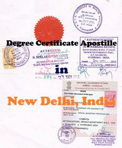 Degree ​Certificate Apostille in Delhi, India