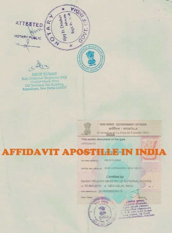 Unmarried Affidavit Apostille and Embassy Attestation in Delhi, India