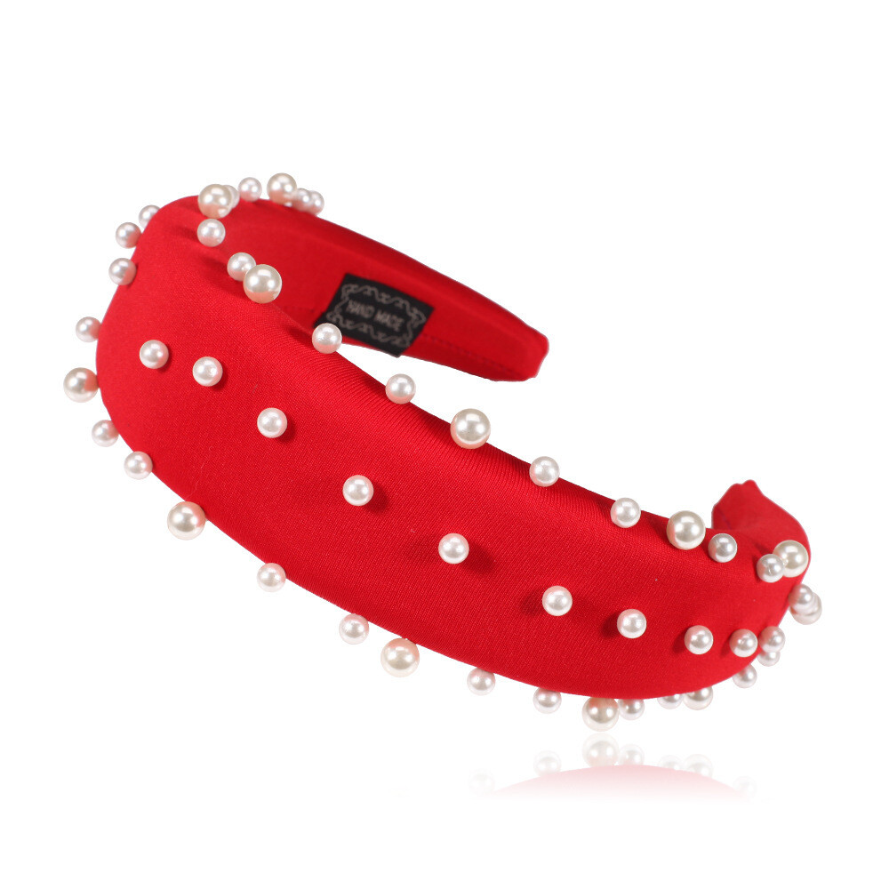 White pearls studded padded headband White pearls studded padded headband