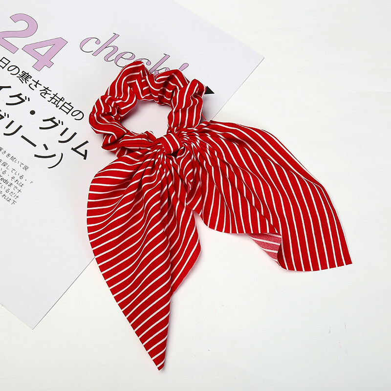 Strips chiffon bow scrunchies Strips chiffon bow scrunchies