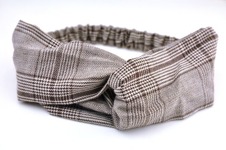 Twist front hounds-tooth plaids elastic headband Twist front hounds-tooth plaids elastic headband
