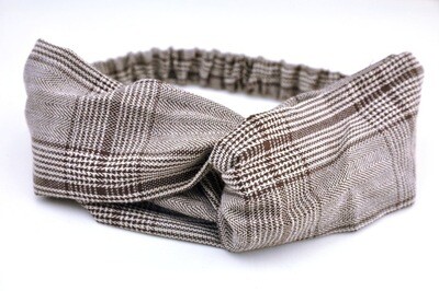 Twist front hounds-tooth plaids elastic headband Twist front hounds-tooth plaids elastic headband