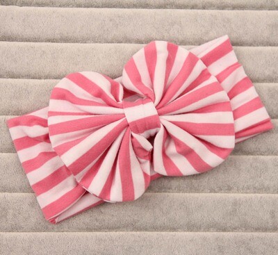 Strips cotton large bow headband Strips cotton large bow headband