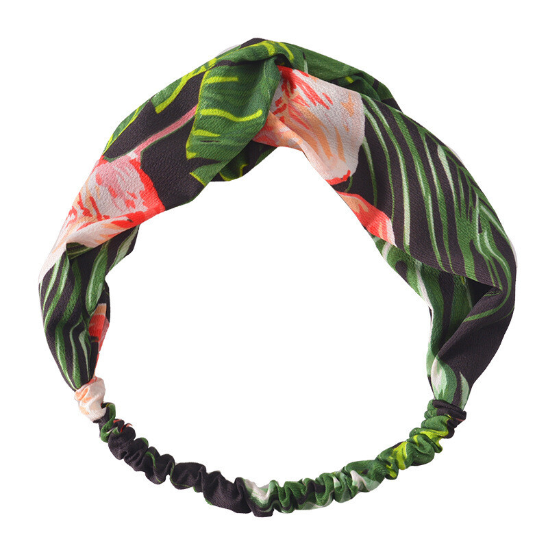 Black green flower elastic turban headband Black green flower elastic turban headband
