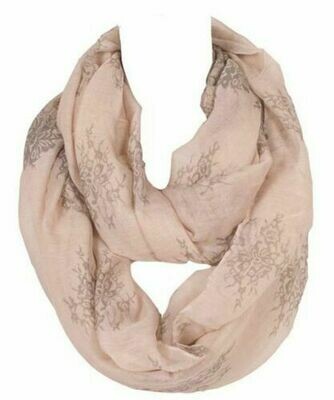 Floral printed beige infinity scarf Floral printed beige infinity scarf