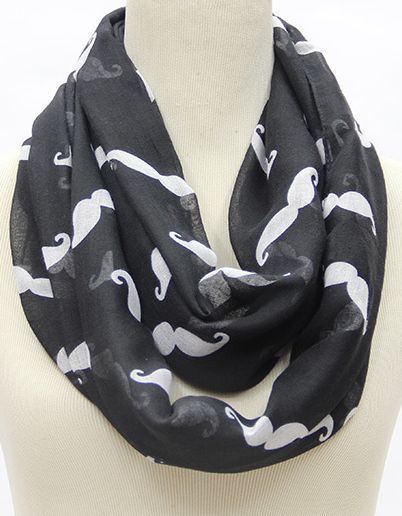 Black white moustache infinity scarf Black white moustache infinity scarf