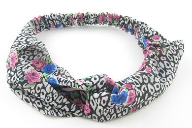 Twist front floral leopard elastic headband Twist front floral leopard elastic headband