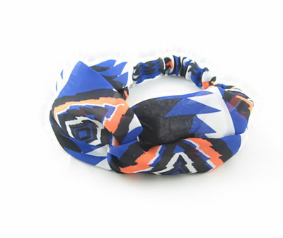 Twist front blue orange chiffon elastic headband Twist front blue orange chiffon elastic headband