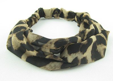 Twist front leopard chiffon elastic headband Twist front leopard chiffon elastic headband
