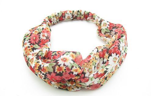 Twist front red floral turban headband Twist front red floral turban headband