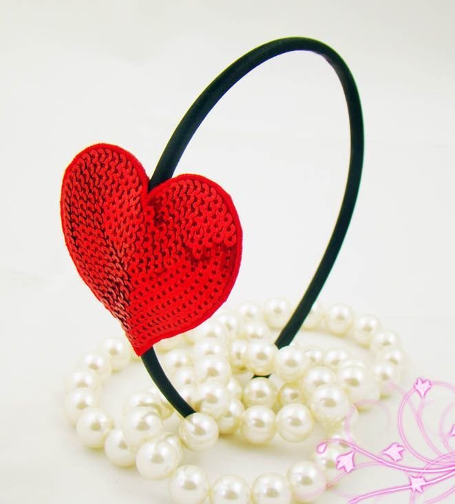 Red sequins heart shape headband Red sequins heart shape headband