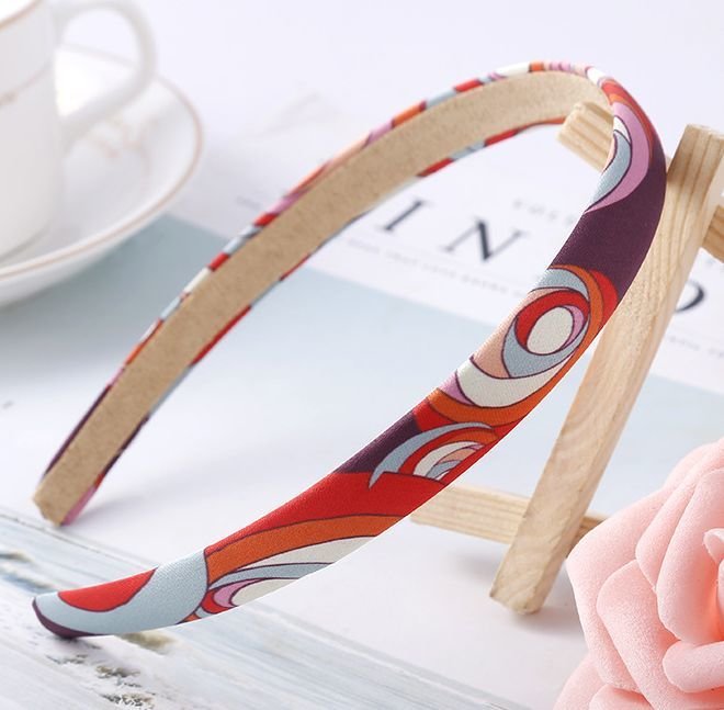 Printed satin slim headband Printed satin slim headband