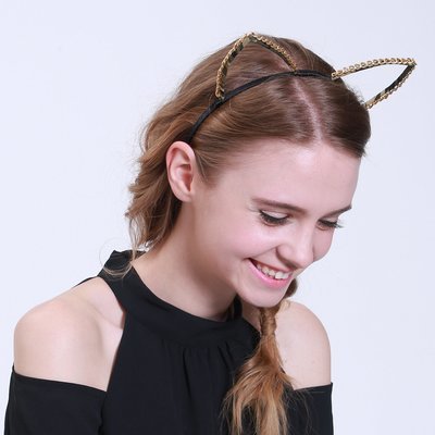 Gold chain large cat ears headband Gold chain large cat ears headband
