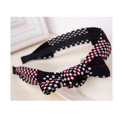Checked headband with bow in mixed colour Checked headband with bow in mixed colour