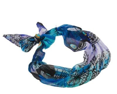 Printed blue chiffon bandanna head scarf Printed blue chiffon bandanna head scarf