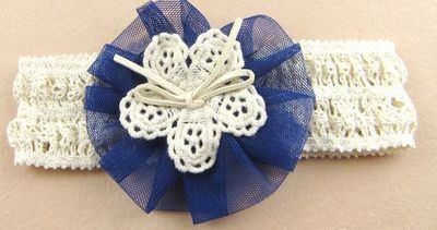 Organza large flower lace stretch headband Organza large flower lace stretch headband