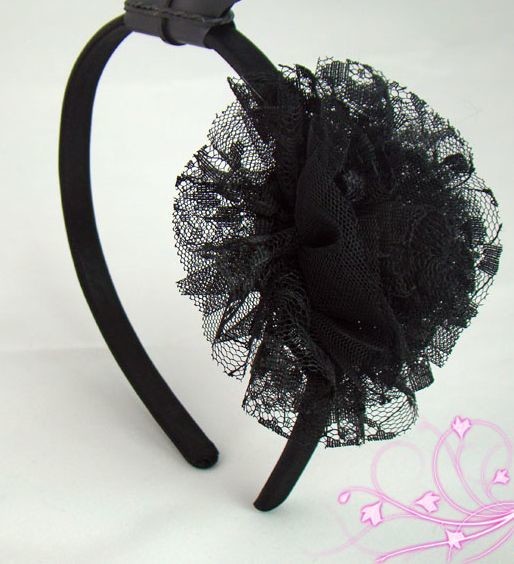 Black organza tulle pom headband Black organza tulle pom headband