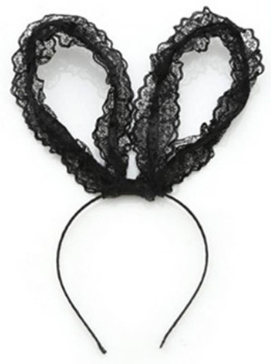 Black floral lace bunny ears headband Black floral lace bunny ears headband
