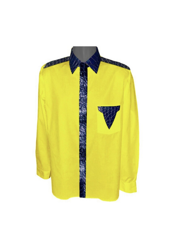 Neon Yellow Dress Shirt With Crocodile Accents